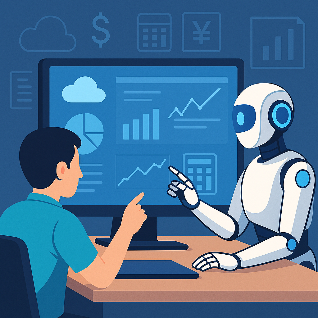 AIが会計をサポートするイメージイラスト