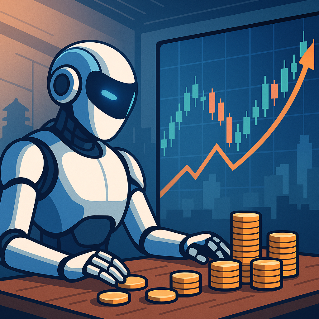 AIが投資をサポートするイメージイラスト